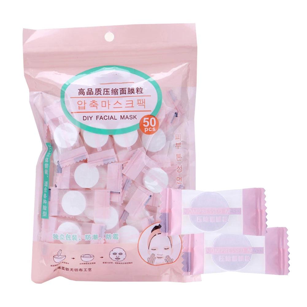 50Pcs/Pask Compressed Face Mask Paper Disposable Sheet Cotton Diy Mask Makeup Wipes Korean Beauty Tools Face Care Mask